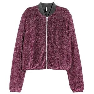 DIVIDED | Metallic Shimmer Pink and Black Lightweight Zippered Front Jacket